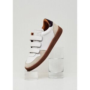 Rivecour N11 black, cream and tan leather & suede Velcro sneakers